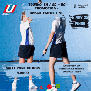 Tournoi BADMINTON SH/SD - individuel @ Salle Pont de Bois | Villeneuve-d'Ascq | Hauts-de-France | France
