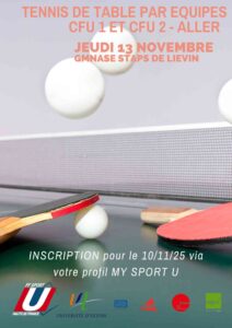 CFU1 et CFU2 TENNIS DE TABLE - par équipes @ Gymnase STAPS Liévin | Liévin | Hauts-de-France | France